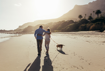 couple walking their dog on the beach understanding the basics jacksonville fl